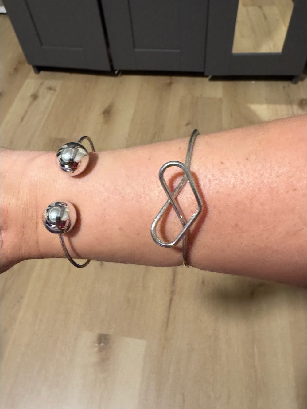 Silver Open Cuff Bracelet - Women's Adjustable Metal Bangle